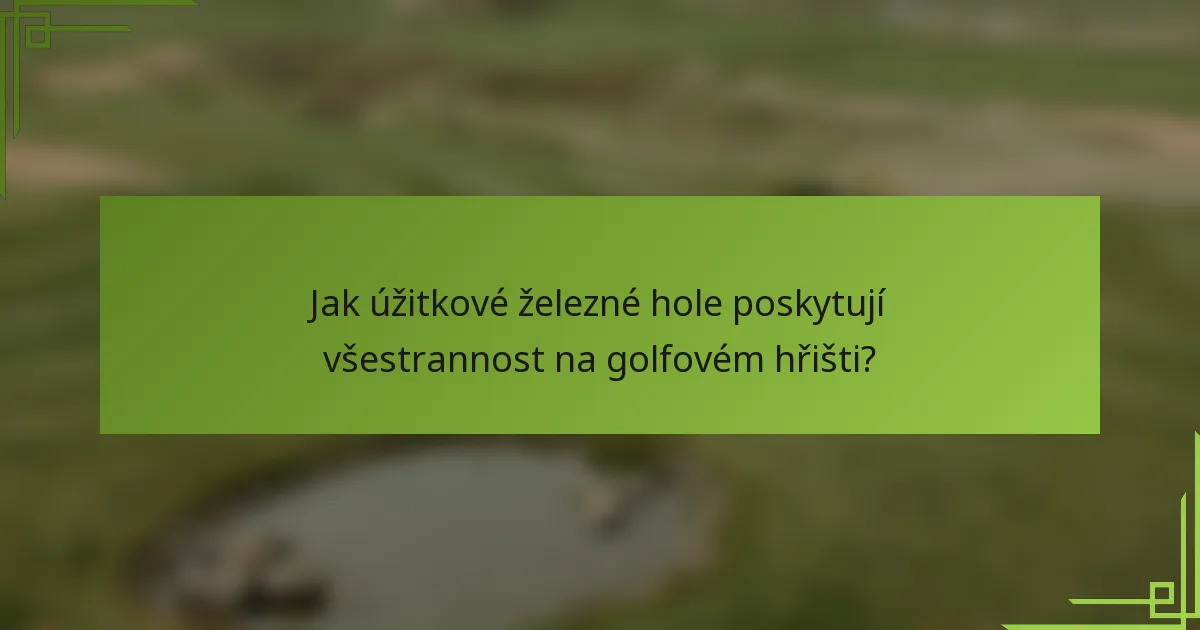 Jak úžitkové železné hole poskytují všestrannost na golfovém hřišti?