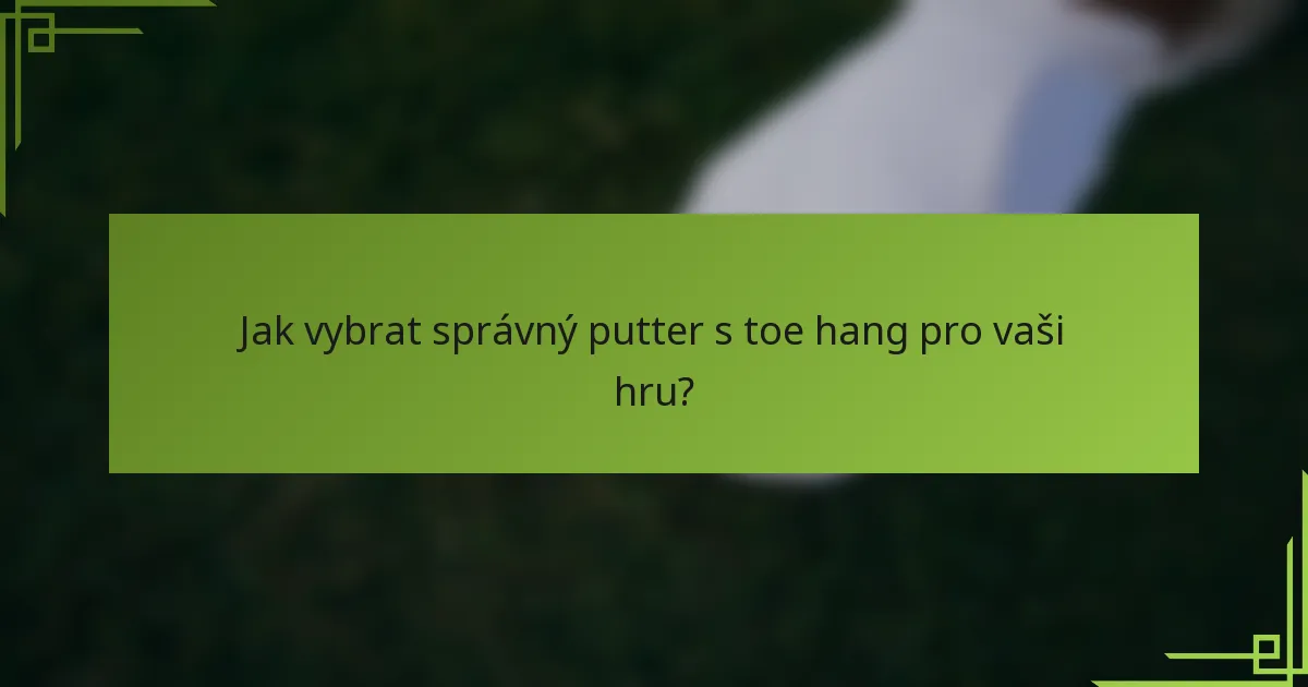 Jak vybrat správný putter s toe hang pro vaši hru?