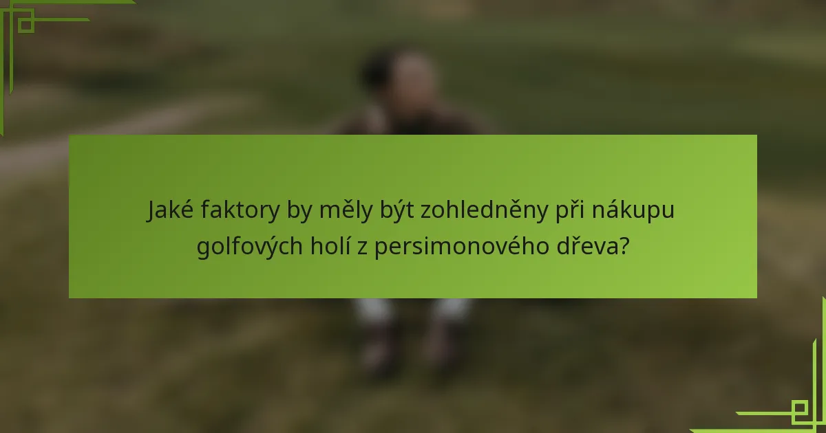 Jaké faktory by měly být zohledněny při nákupu golfových holí z persimonového dřeva?