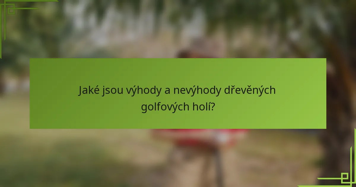 Jaké jsou výhody a nevýhody dřevěných golfových holí?