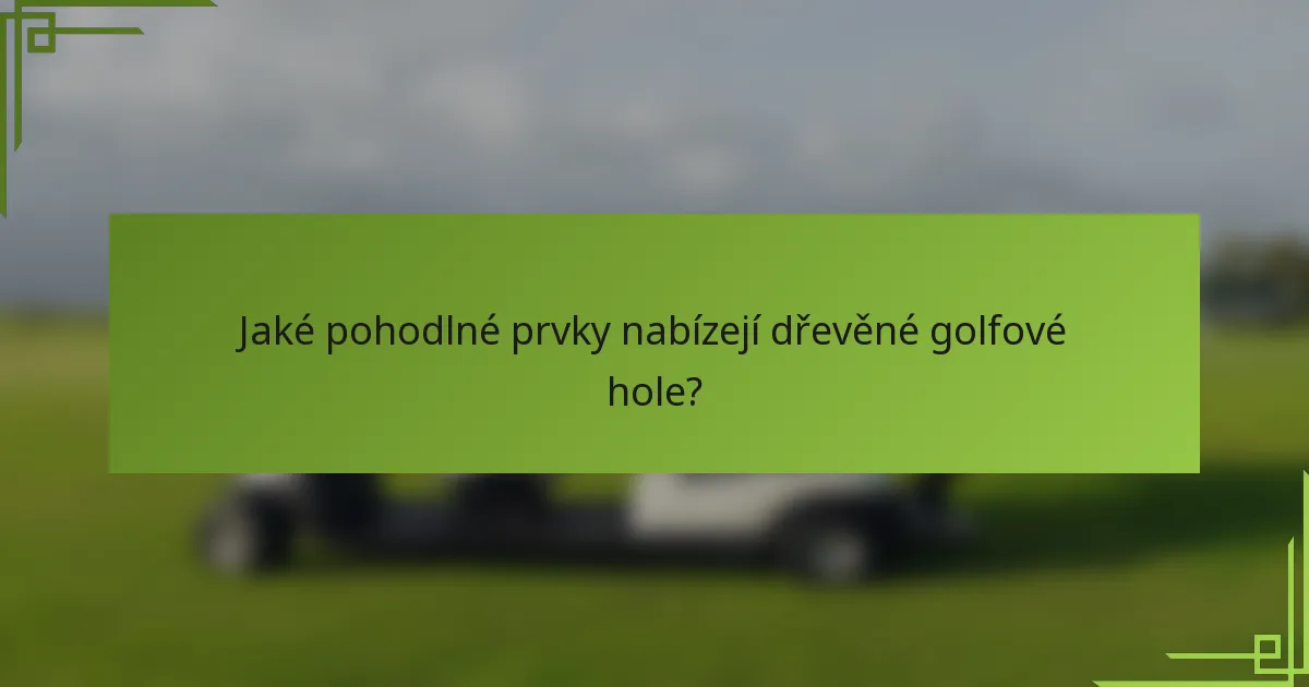 Jaké pohodlné prvky nabízejí dřevěné golfové hole?